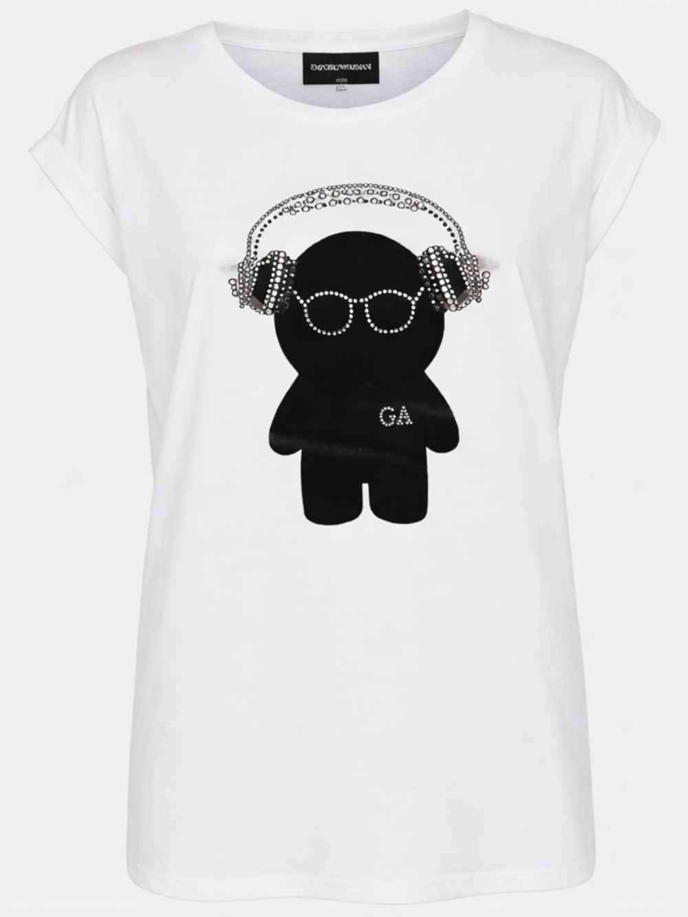 Emporio Armani Black Teddy and Rhinestone Embellished Jersey T-Shirt